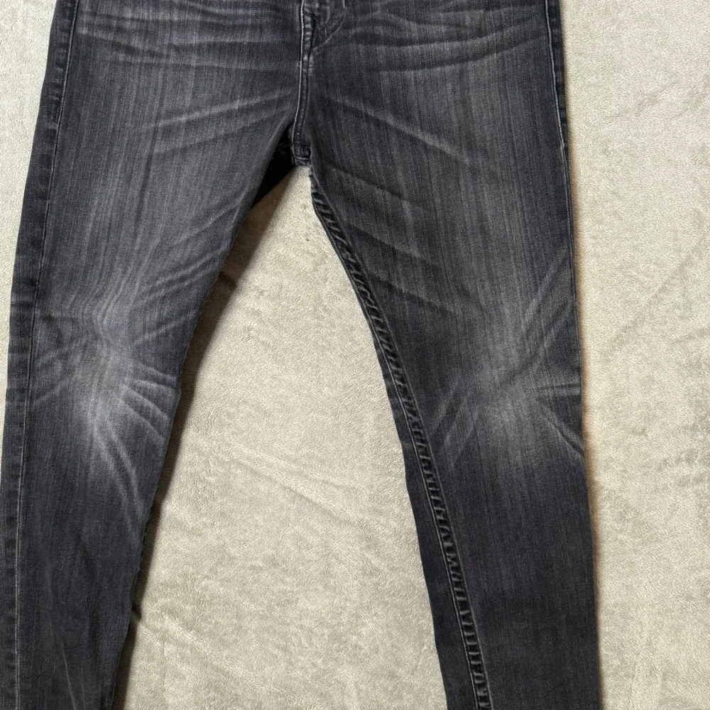 True Religion Relaxed Taper Jeans‎ Mens 30 Black Whiskered Distressed Streetwear
